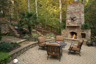 Outdoor Stone Fireplace and Stone Pathway