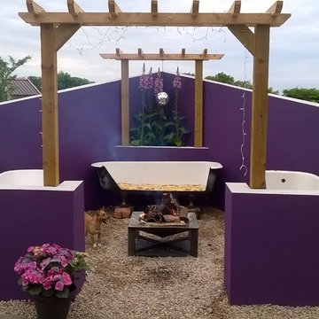 Outside Living area/ Upcycled Baths