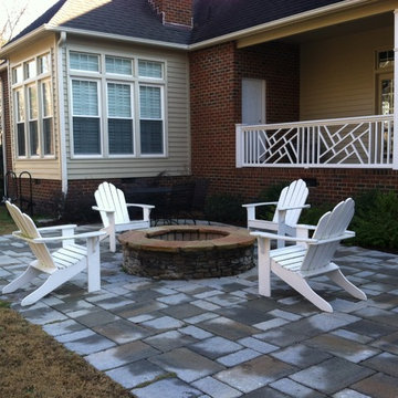 Patio and firepit installation to a backyard living area