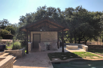 Example of a classic backyard patio design in Austin