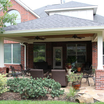 Patio Cover in Houston TX with stamped concrete