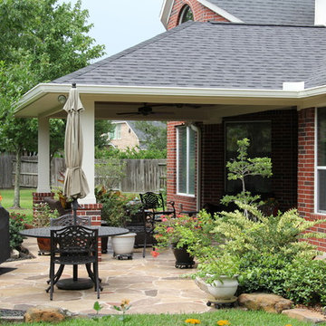 Patio Cover in Houston TX with stamped concrete