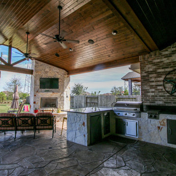 Patio Cover, Kitchen, and Fireplace: Katy, TX