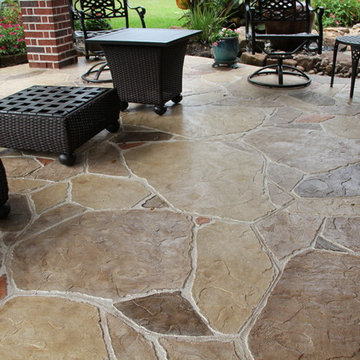 Patio Cover with Decorative Concrete in Cypress, TX
