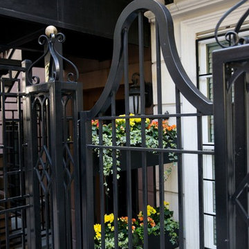 Patio metal railing with flowers