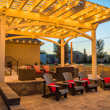 Patio Pergola w/ Cantilever Roof & Fireplace