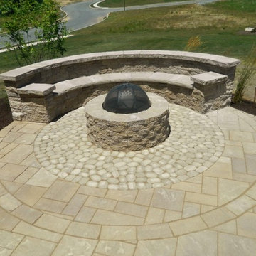 Patio Space with Firepit, Seating Wall, Steps, Landscaping, Low-Voltage Lighting
