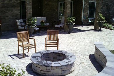 Patio with circle fire pit