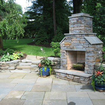 patio with fire place