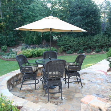 Patio with seating wall