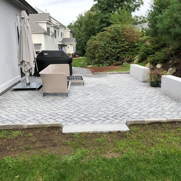 paver driveway, granite steirs permable patio