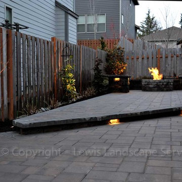 Paver Patio, Seat Wall, Fire Pit, Outdoor Lighting, Landscaping