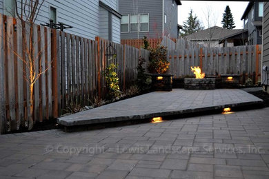 Paver Patio, Seat Wall, Fire Pit, Outdoor Lighting, Landscaping