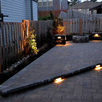Paver Patio, Seat Wall, Fire Pit, Outdoor Lighting, Landscaping