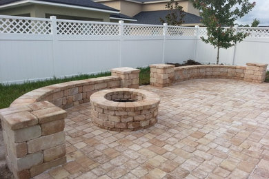 Paver Patio with Firepit and Sitting Wall