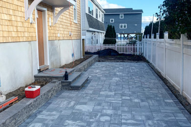 Design ideas for a medium sized coastal back patio in Other with an outdoor kitchen, concrete paving and no cover.