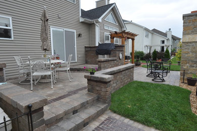 Inspiration for a large backyard brick patio remodel in Chicago
