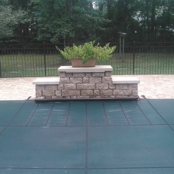 Paver Pool Deck and Stone Sheer Descent