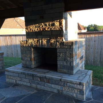 Pavillion With Stone Bottom Pillars & Fireplace