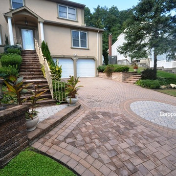 Paving Stone Driveway, Front Door Stairway Custom Designed, Smithtown NY