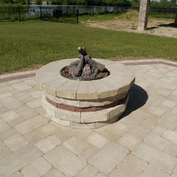 Paving Stone patio with Built in BBQ and Fireplace