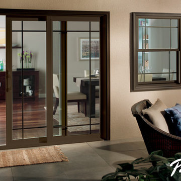 Pella® 350 Series sliding patio door accents Prairie style