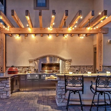 Pergola-Covered Outdoor Kitchen