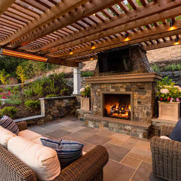 Pergola Pavilion with an Outdoor Kitchen and Living Room