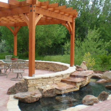 Pergola with a Waterfall Cascading Down the Side