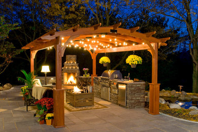 Inspiration for a patio in Miami with a pergola.