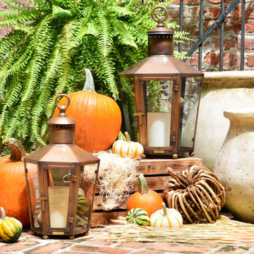Pool House Lanterns with Fall Decor