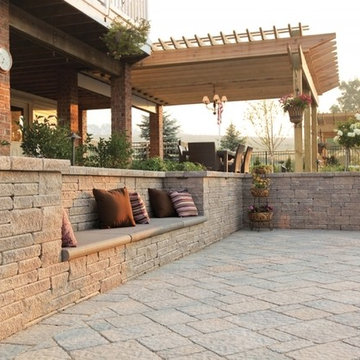 Poolside Retaining Wall with Built In Bench