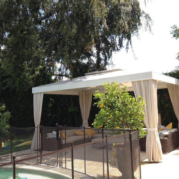 Poolside White Cabana with four Curtains