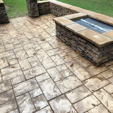 Private Outdoor Slate Stamped Patio