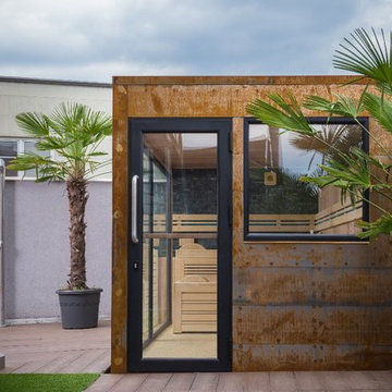Project Weathering Steel Outdoor Sauna + Outdoor Shower