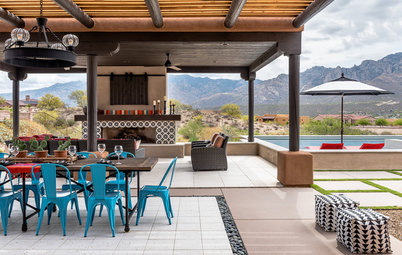 Bold Tile and Mountain Views in a Southwestern Backyard Oasis