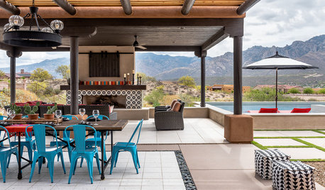 Bold Tile and Mountain Views in a Southwestern Backyard Oasis