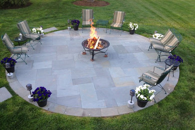 Radius flagstone terrace with compass feature