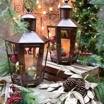 Rault Pool House Lanterns Dressed for the Holidays