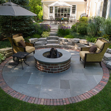 Rear Multi-Level Patio with Fire Pit Lounge Area - Close Up