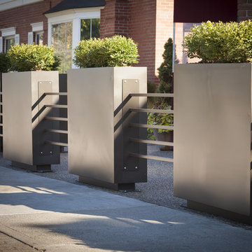 Restaurant Patio Planters & Metal Tubing Fence