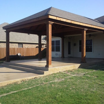 Rockwall -  Patio cover with concrete extension.
