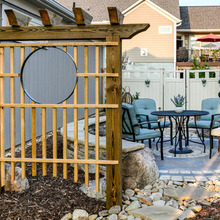 Patio - small craftsman courtyard concrete paver patio idea in Charlotte with no cover