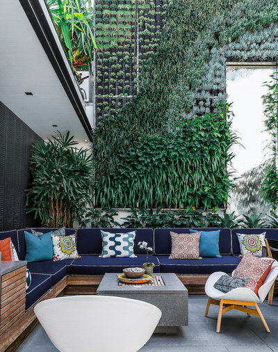 Contemporary Courtyard by Marylou Sobel Interior Design