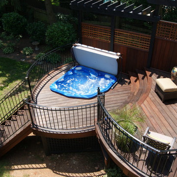 Round Ipe with Sunken Hot Tub off Master bedroom