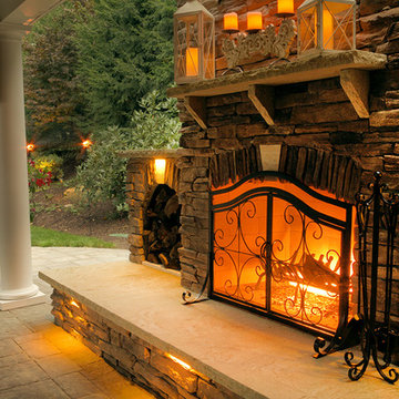Rustic Fireplace and Custom Outdoor Kitchen