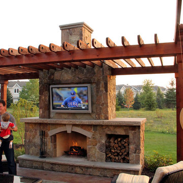 Rustic Outdoor Living Room with Fireplace