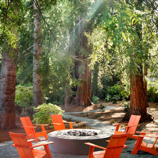 Patio - rustic patio idea in San Francisco with a fire pit