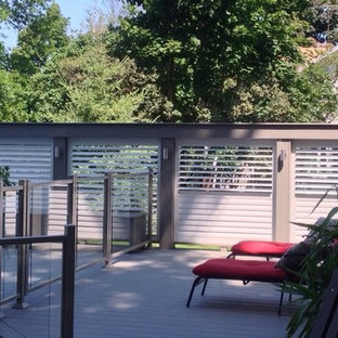Inspiration for a mid-sized rustic backyard patio remodel in Dallas with decking and no cover