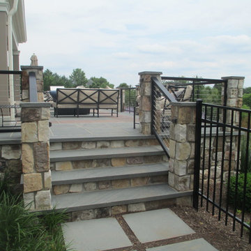Sideview Bluestone terrace with cable railings